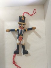 1 x Hanging Nutcracker  Toy Soldier Christmas Decoration Ornament Red Rope 12 cm