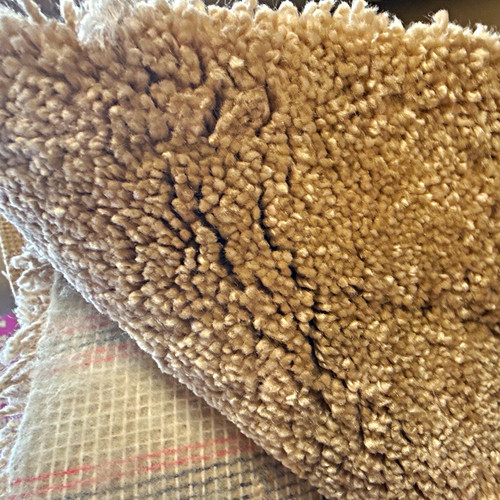 Beige textured fitted carpet - beige,