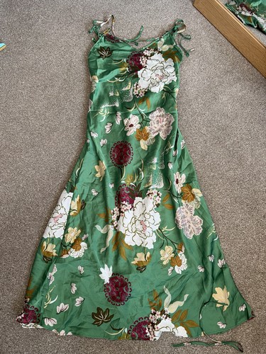 Zara green floral satin - floral, slip