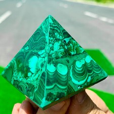 122G Natural peacock transparent hand carved pyramid crystal cluster mineral