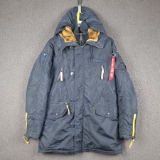 ALPHA INDUSTRIES Jacket Mens S Small Navy Blue N3B Parka Coat Hooded Insulated