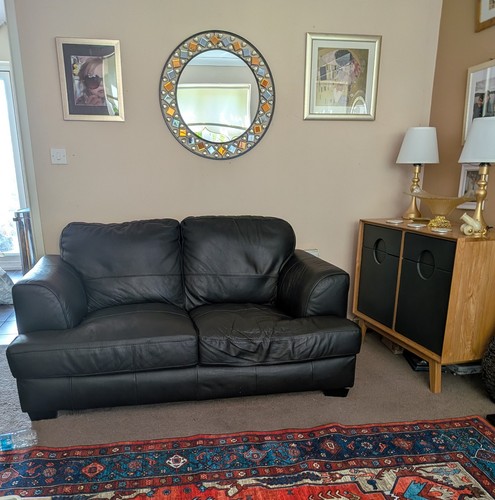 Black leather seat sofa - leather,
