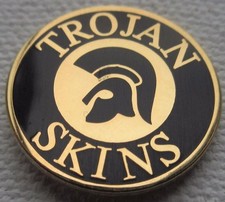 SKA REGGAE SKINHEAD BADGE - TROJAN SKINS - BLACK