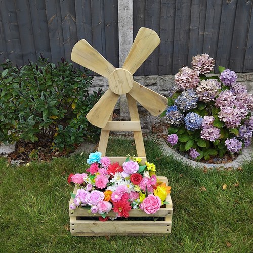 Lovely wooden windmill - windmill, flower