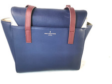 Pauls Boutique London Women's Navy Tote Bag Shoulder Purse Burgundy Handles