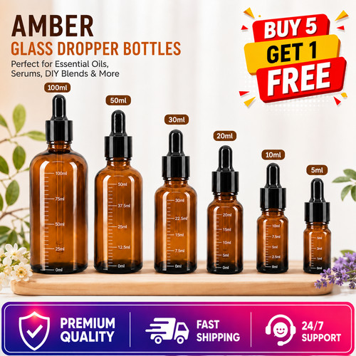 Amber glass dropper - amber,