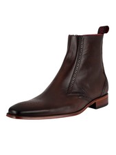 Jeffery West Men's Zip Up Leather Chelsea Boots, Brown