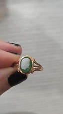 Green Cameo 9ct Yellow Gold Ring Chester Hallmark 1912 Beautiful