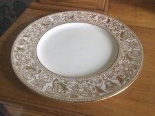 NOW SOLD  3 x Vtg Wedgwood Florentine Gold W4219 Bone China Dinner Plates