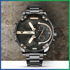 DIESEL MR BIG DADDY 2.0 DZ7312 57MM XL BLACK & ROSE GOLD CHRONOGRAPH MENS WATCH