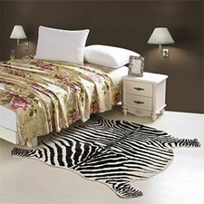 ZEBRA PRINT Animal RUG ANIMAL FAUX HIDE Print Carpet SOFT NON SLIP 150X146cm