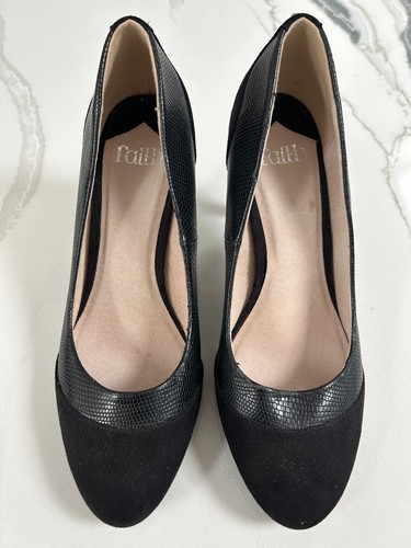 Black suede leather faith - black, high