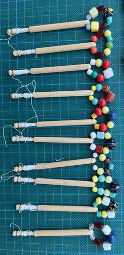 Wood lace making - lace, bobbins