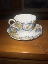 Vintage Salisbury Fine Bone China English Ftd Tea Cup & Saucer 'Adrian' Blue