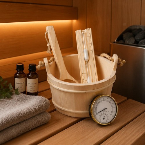 Sauna bucket and - for, men
