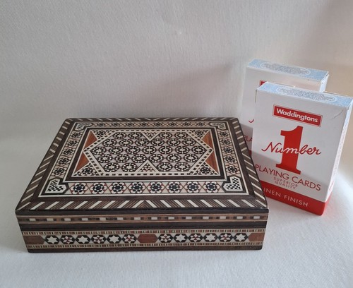 Vintage inlaid wooden playing - vintage,