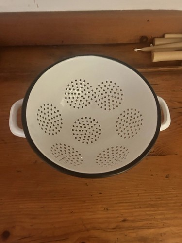 Vintage enamel colander - vintage, with