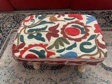 Antique Vintage Uzbek Suzani Small Footstool