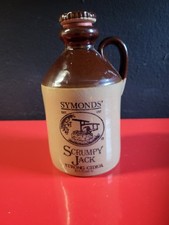 VINTAGE STONEWARE SALT GLAZE CIDER FLAGON BOTTLE SCRUMPY JACK CIDER BRANDED