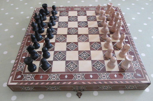 Vintage wooden travel chess - wooden,