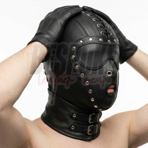 Handcrafted leather hood mask - handcrafted,