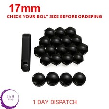 17mm WHEEL NUT COVERS LOCKING 20x GLOSS BLACK FOR PEUGEOT 108 1007 08 3008 5008