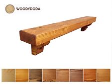 Solid Pine Beam Mantle Piece Fireplace Shelf - Corbels - 8 Colours - Round Edge