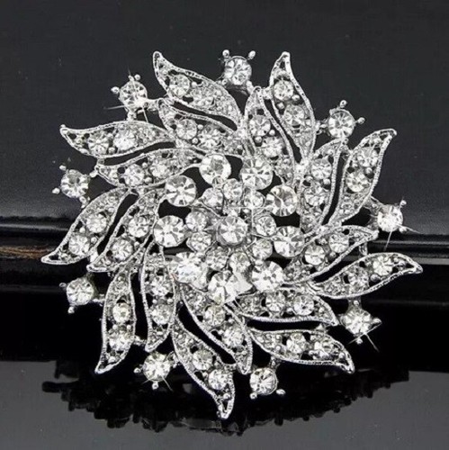 Silver tone large flower - 2.5",