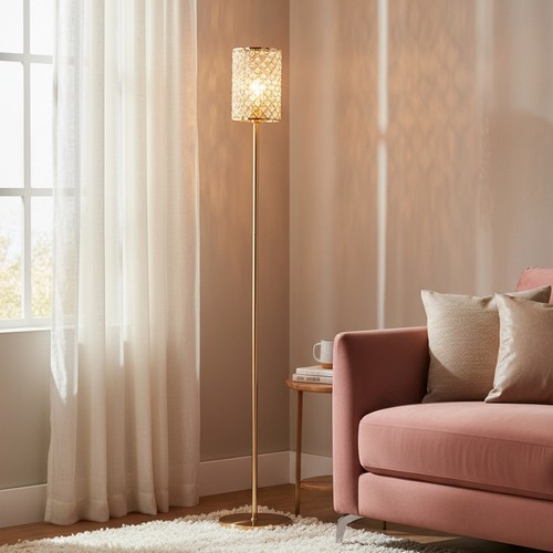 Modern gold crystal floor - modern, lamp