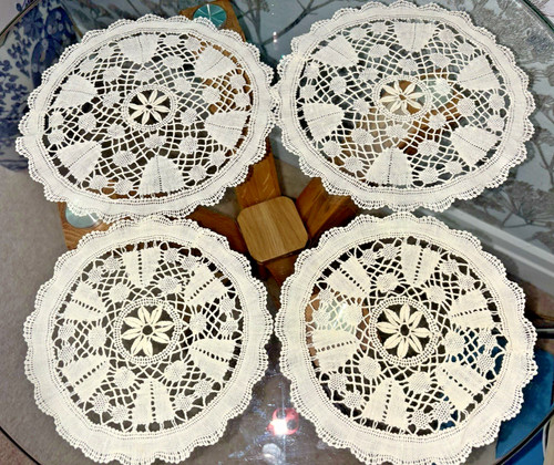 Vintage ivory cotton table - vintage,