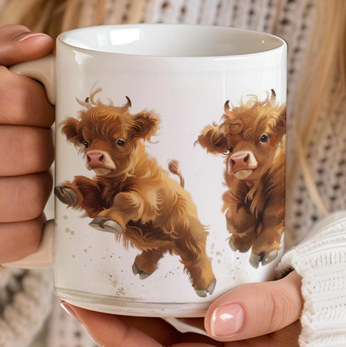 Wraparound highland cow mug - highland,