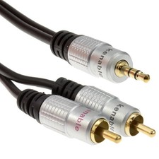 2m Pro Audio Metal 3.5mm Stereo Jack to 2 RCA Phono Plugs Cable Gold [Black]