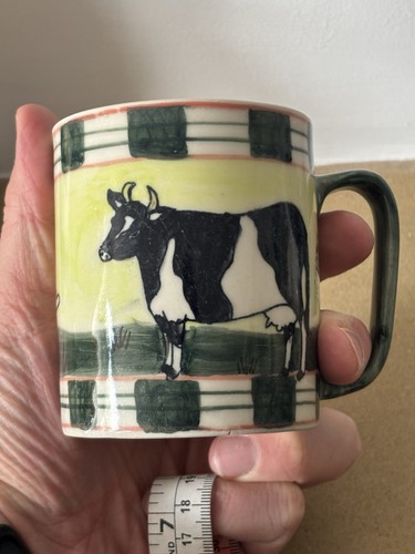 Cow mug hand painted folk - cow,