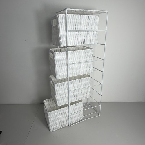 White wicker basket storage - white,