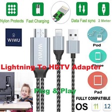 Wiwu 8 Pin iPhone to HDMI  HDTV MHL Cable Adapter For iPhone 14 13 12 11 Pro XR
