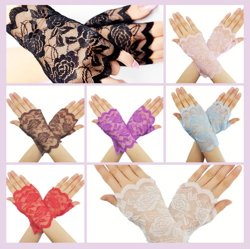 Women lace fingerless gloves - women's,