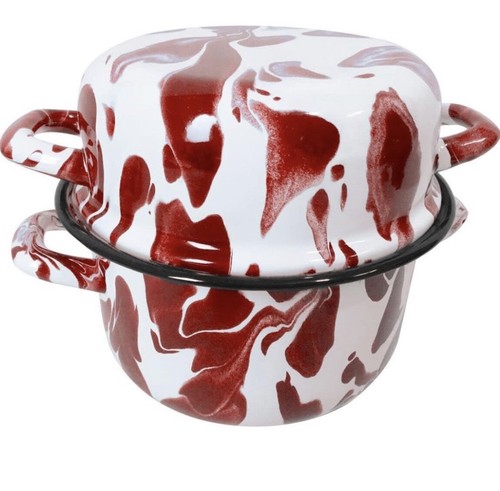 20cm enamel pots red white - 20cm, &