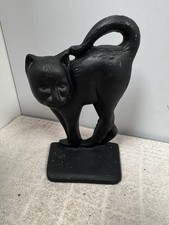 Vintage Cast Iron Black Cat Door Stop 19cm High Home Decor