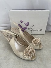 Lunar elegance cream heels + bag matching set Sling back open toe heel Size UK6