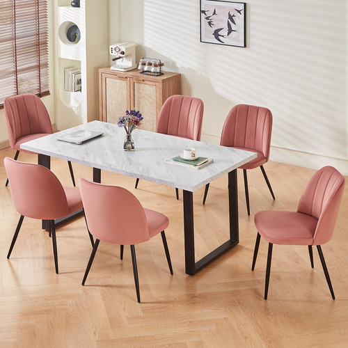 Marble effect table and velvet - table,