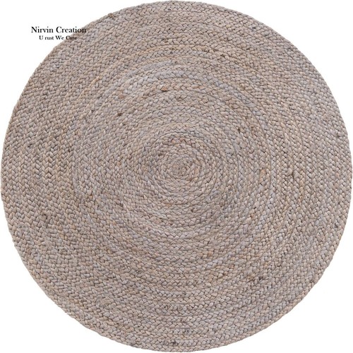 Rug round jute - rug, grey