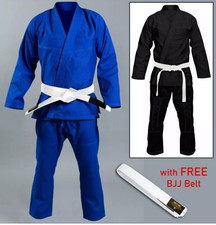 450gsm Jiu Jitsu Gi Pearl Weave BJJ Kimono Black Blue White + Free White Belt