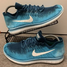 Nike Free RN Flyknit Mens Running Shoes Size UK 8.5 Gym Trainers Sneakers Blue