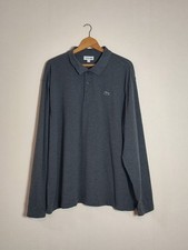 Lacoste Long Sleeve Mens Polo Shirt Grey US 4XL FR 9 Chest In Inches - 52" Vgc