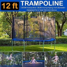 SereneLife 8ft 10ft 12ft 14ft Outdoor Trampoline w/ Safety Net Heavy Duty Frame