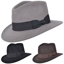 Mens or Womens 100% Wool Fedora Hat with Grosgrain Band Trilby Panama Type Hats