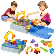 2 in 1 Kids Sand Box Water Table Outdoor Garden Play Set Truck Crane Sandpit Toy