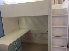 IKEA High Sleeper Bed with Desk, Drawers, Shelves, and Wardrobe