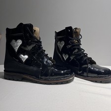 Y2K Black Patent Lace Up Boots