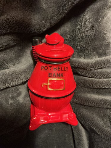 Vtg pot belly bank red - belly,
